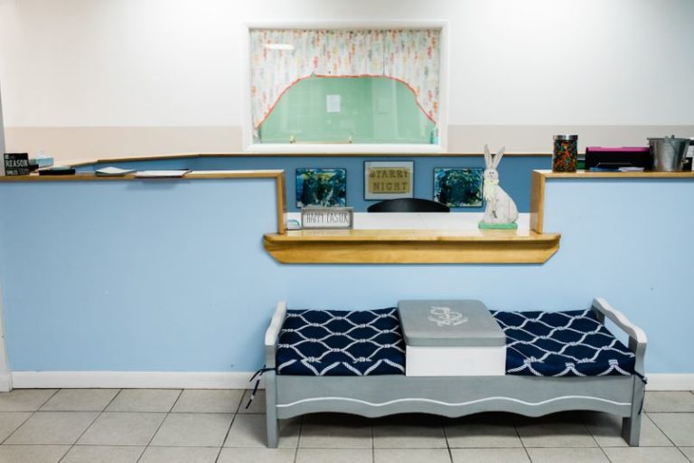 Simple kid friendly waiting area preschool office at a Childcare Serving Branford, Cheshire, Wallingford, CT